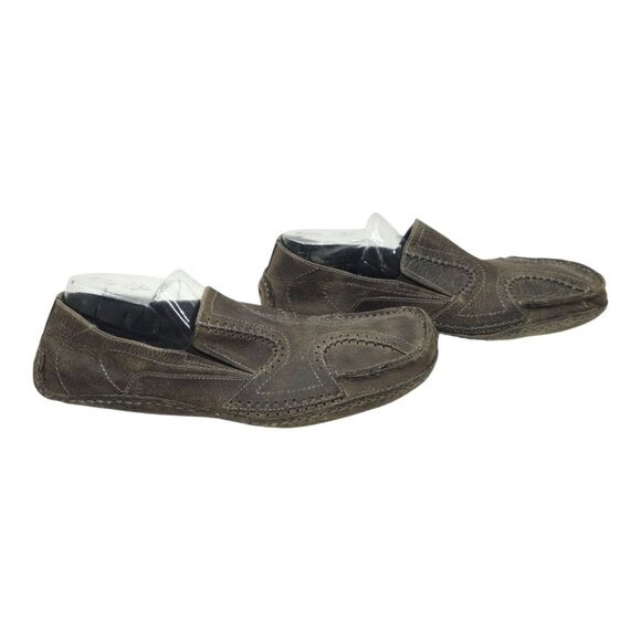 Bed Stu Distressed Leather Stitched Driving Mocs Mens 12 Gray Slip On Loafer - Picture 15 of 16